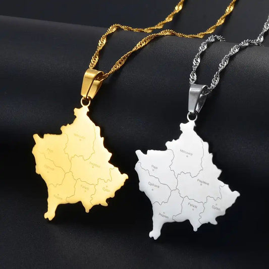 Kosovo Map with citys Necklace